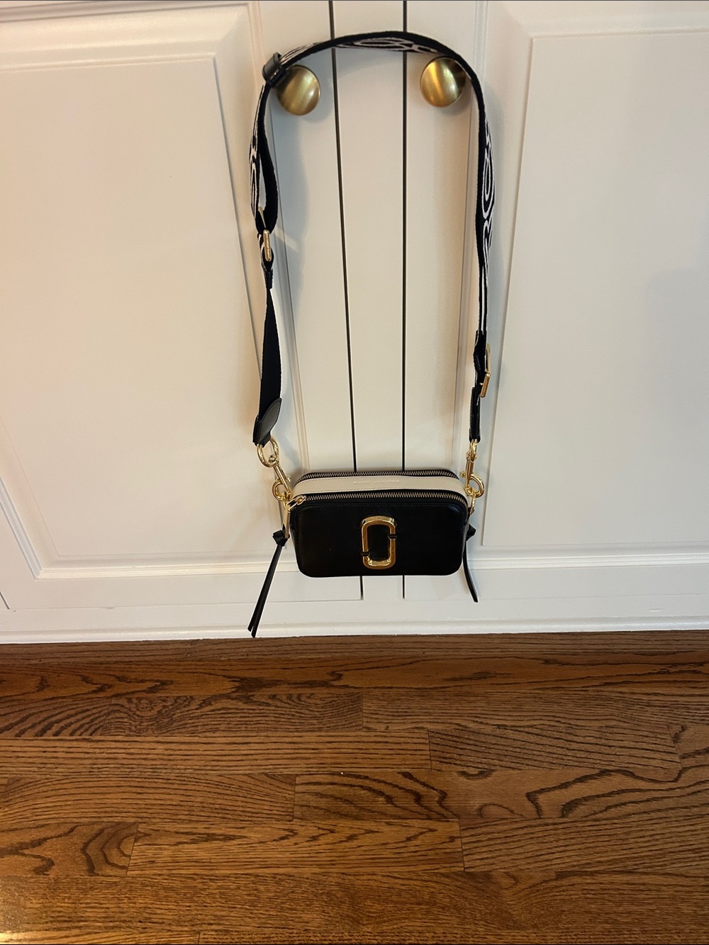 Marc Jacobs Black Snapshot Crossbody Bag with Gold Hardware